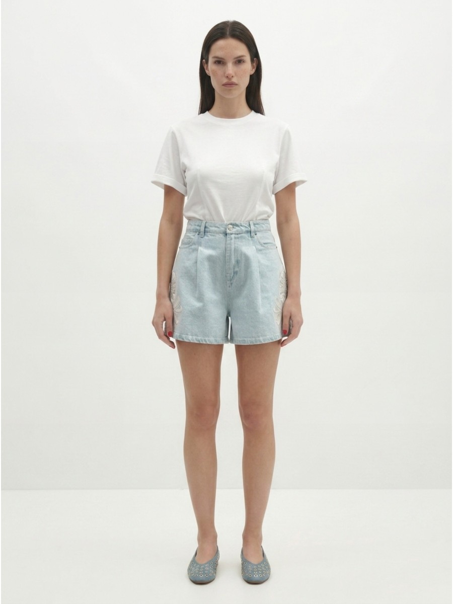 Berenice Γυναικείο Denim Shorts Με Πιέτες φωτογραφία