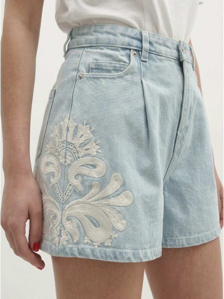 Berenice Γυναικείο Denim Shorts Με Πιέτες φωτογραφία