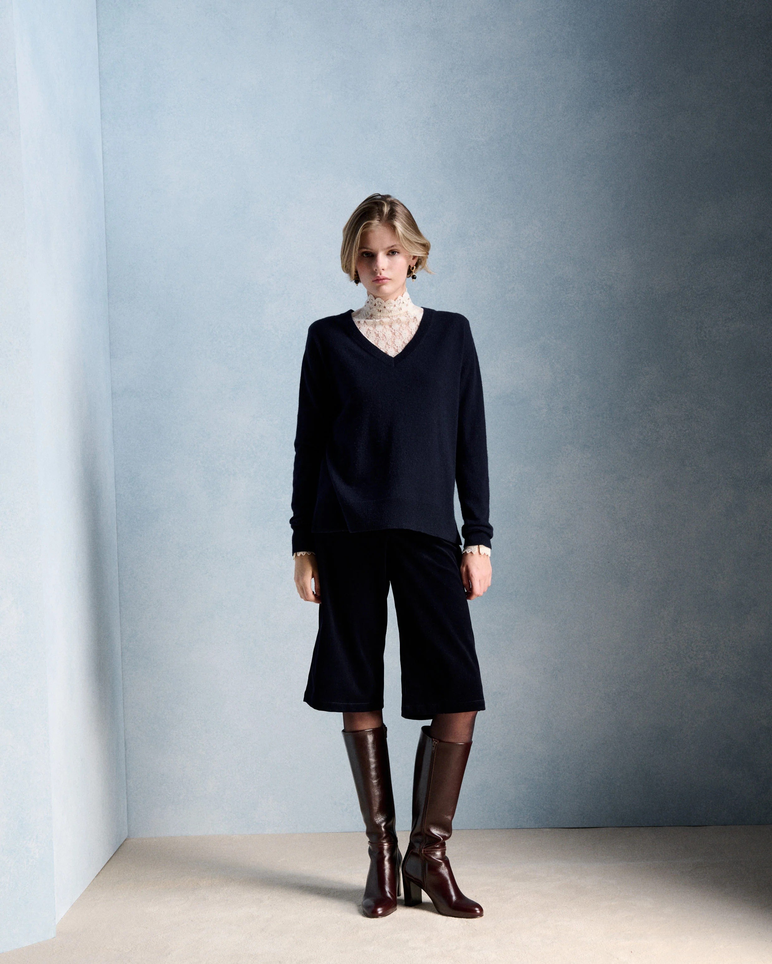 Petite Mendigote Paris Petite Mendigote Γυναικεία Βερμούδα Jupe Culotte Από Κοτλέ Βελούδο Για Business & Formal Εμφανίσεις - 2