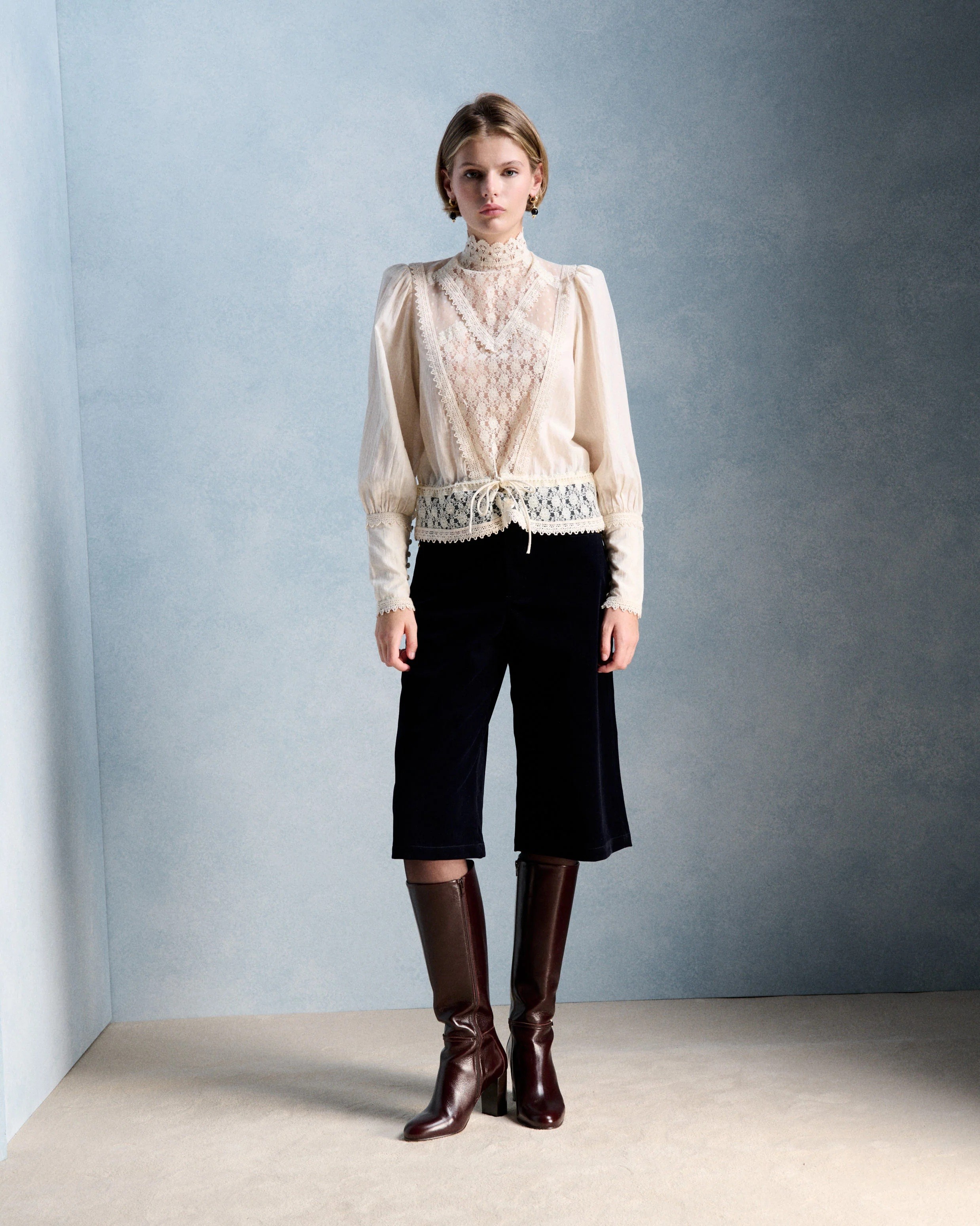 Petite Mendigote Paris Petite Mendigote Γυναικεία Βερμούδα Jupe Culotte Από Κοτλέ Βελούδο Για Business & Formal Εμφανίσεις - 4
