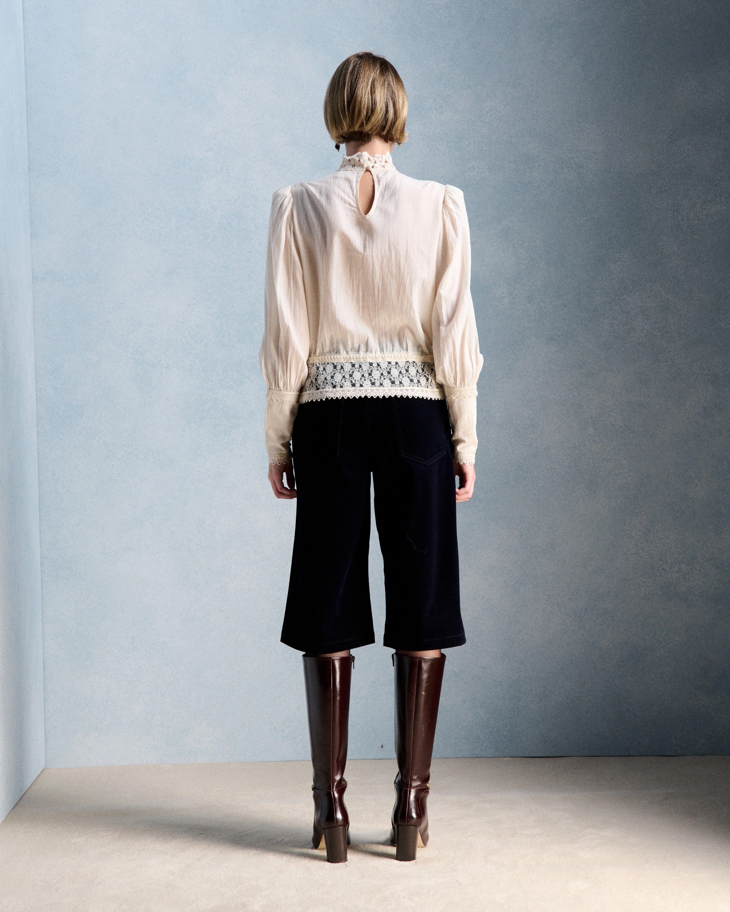 Petite Mendigote Paris Petite Mendigote Γυναικεία Βερμούδα Jupe Culotte Από Κοτλέ Βελούδο Για Business & Formal Εμφανίσεις - 5