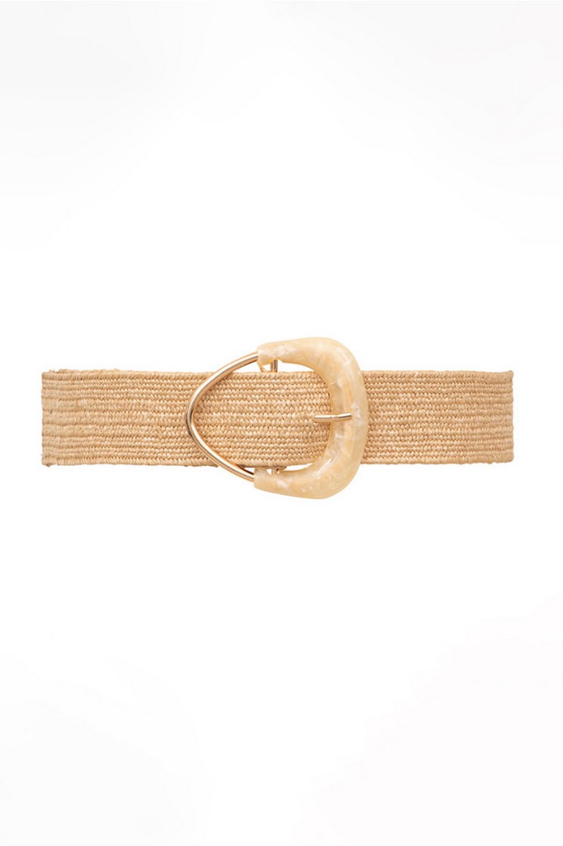 Molly Bracken Γυναικεία Ζώνη Με Ψάθινη Υφή Και Pearl Buckle φωτογραφία