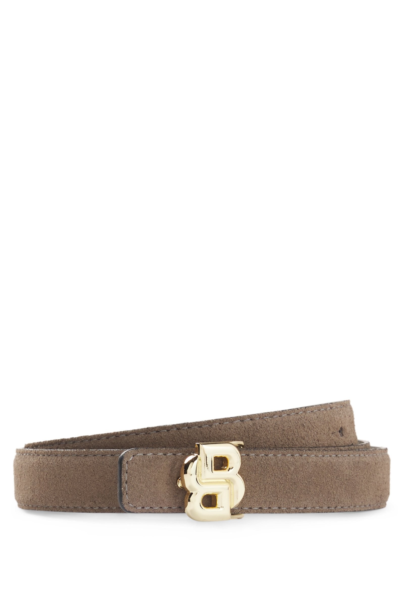 Boss Γυναικεία Δερμάτινη Ζώνη Διπλής Όψης Με Suede Υφή Και Μεταλλική Double B Logo Αγκράφα