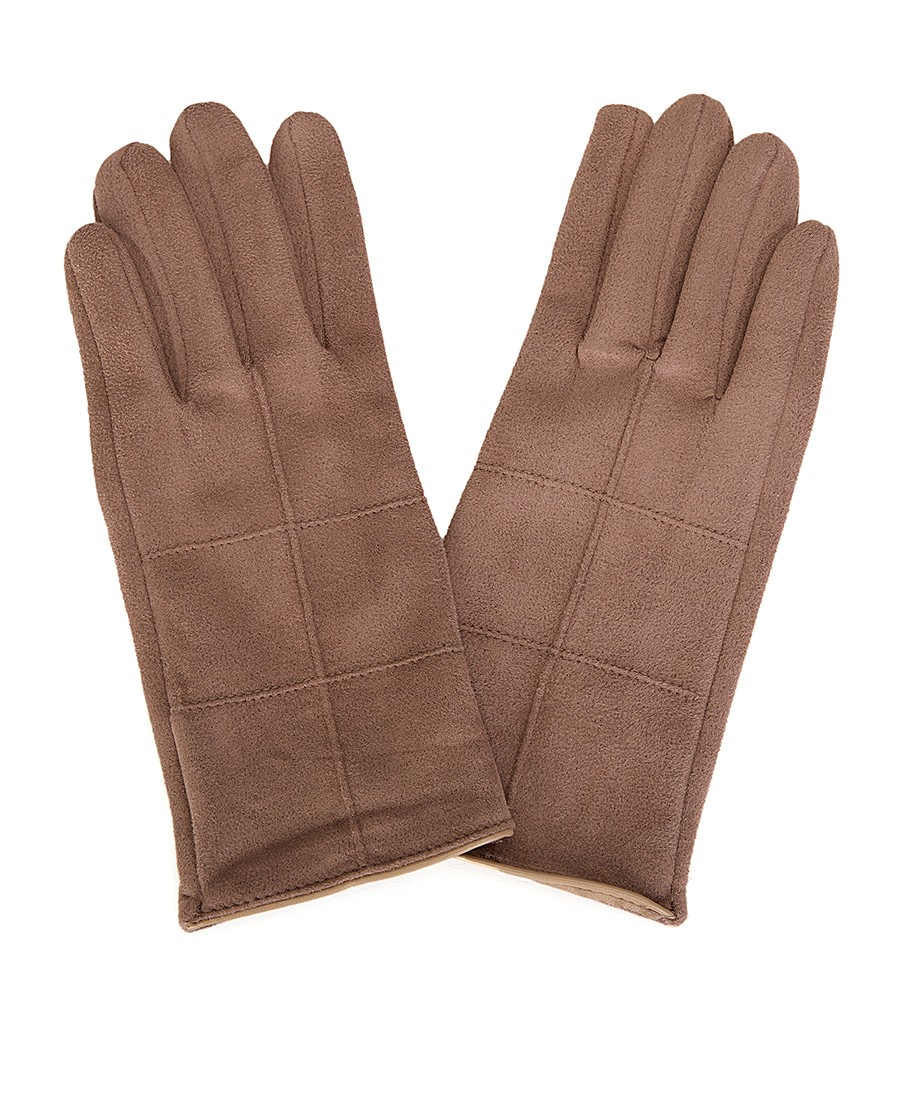 Γυναικεία Γάντια από Οικολογικό Σουέτ Δέρμα σε Καμηλό