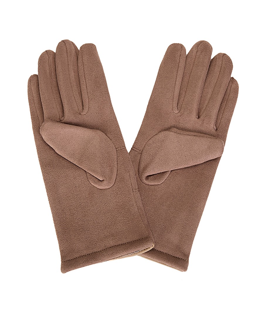 Γυναικεία Γάντια από Οικολογικό Σουέτ Δέρμα σε Καμηλό φωτογραφία
