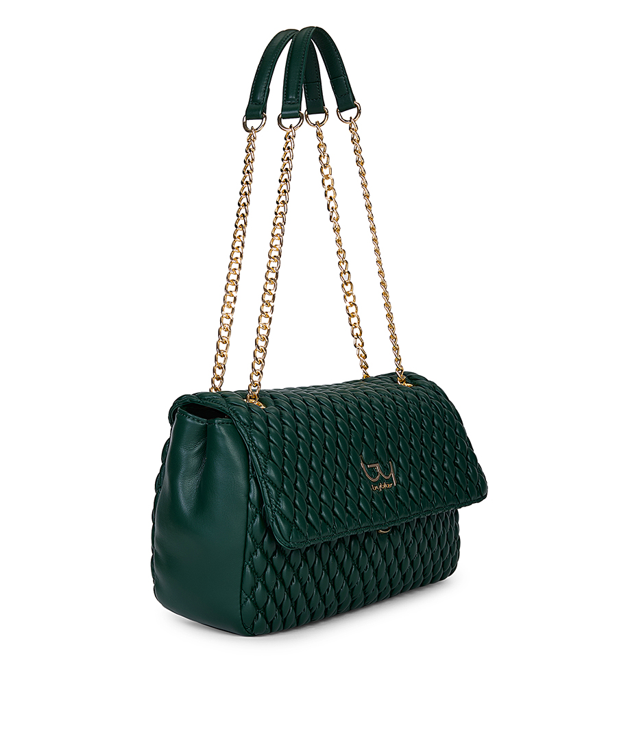 Byblos Γυναικεία Τσάντα Crossbody Καπιτονέ με Λουράκι Ώμου Αλυσίδα σε Πράσινο φωτογραφία