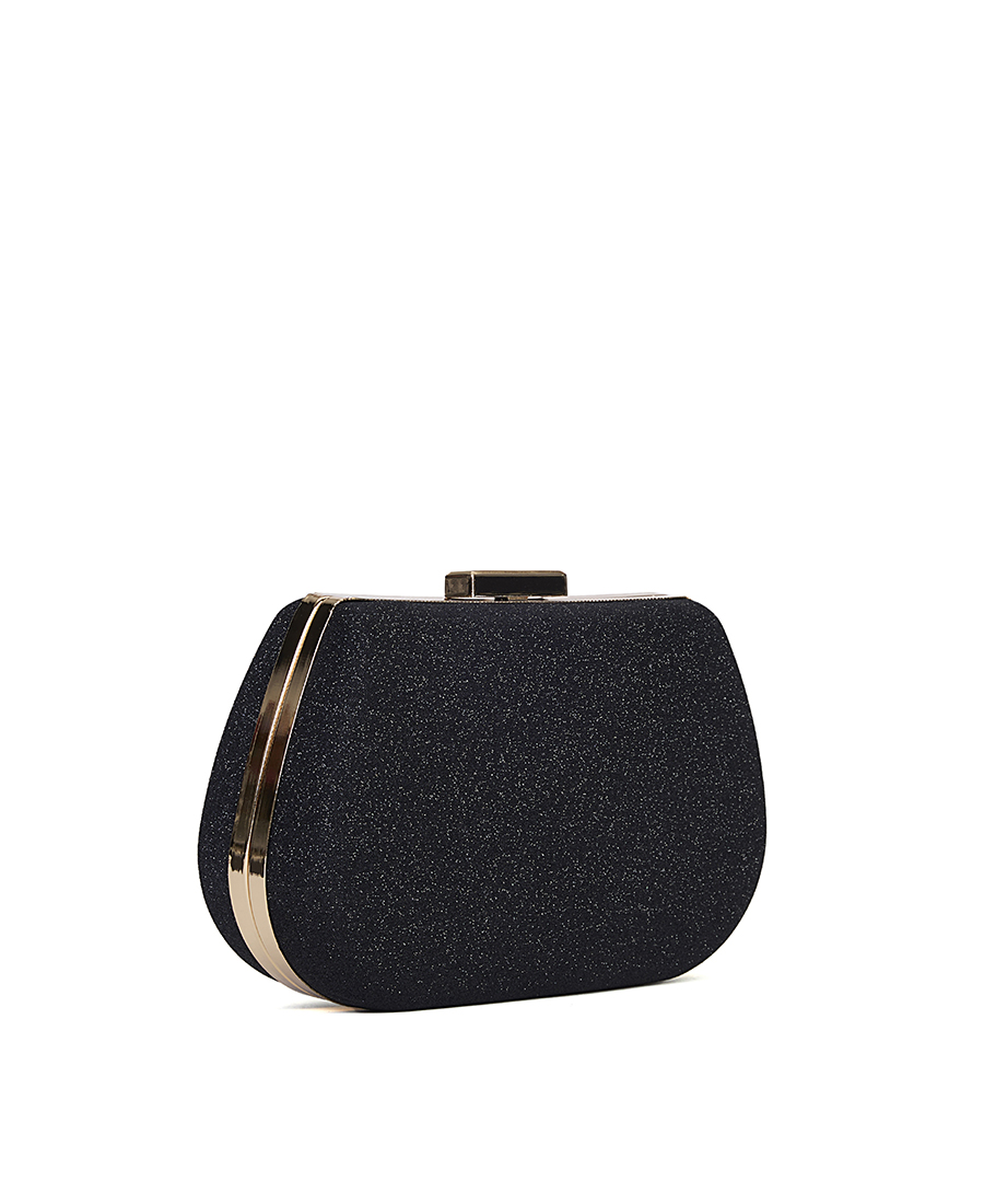 Γυναικείο Τσαντάκι Clutch Ώμου/Χειρός Glitter & Metal σε Μαύρο φωτογραφία