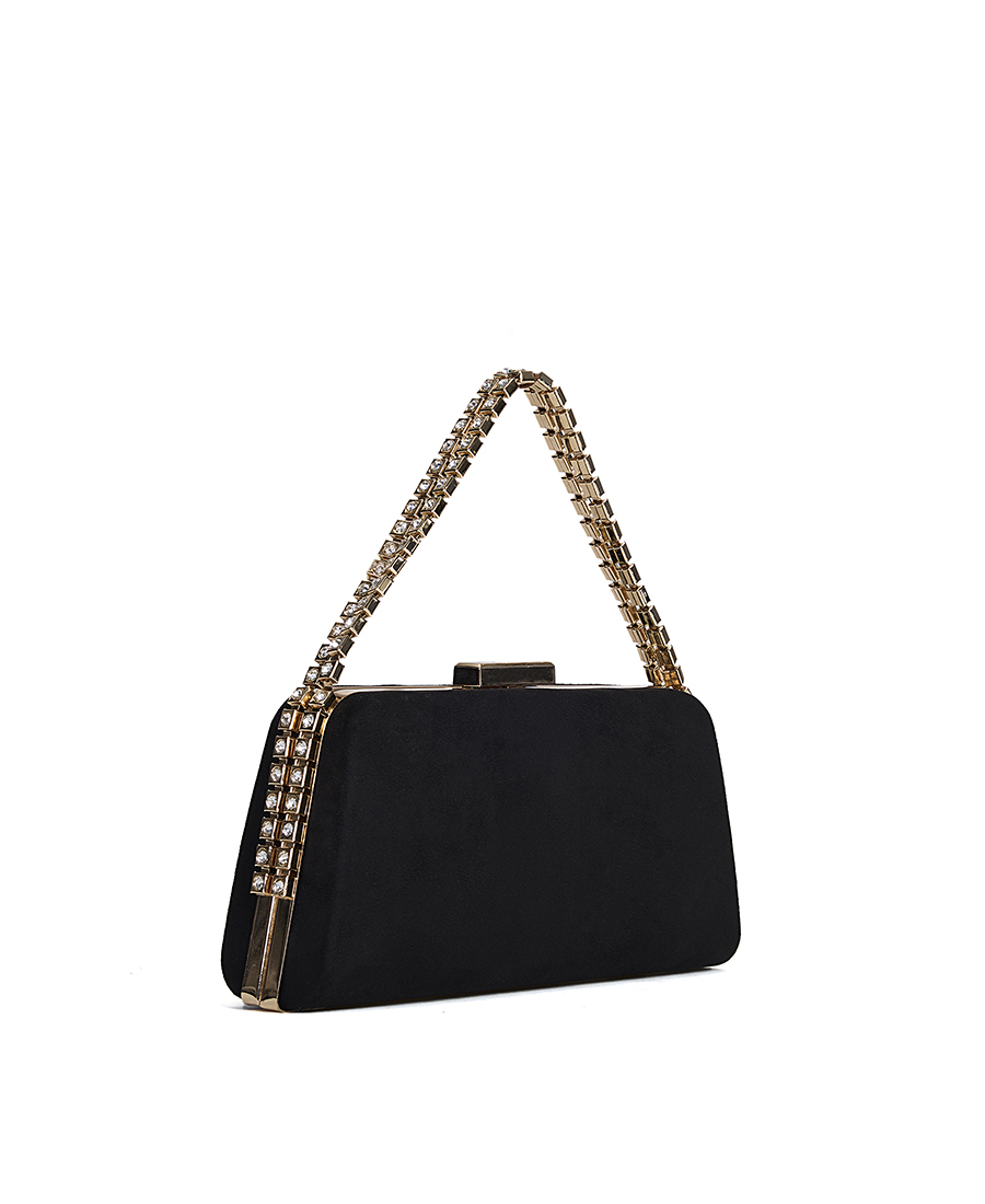 Γυναικείο Βραδινό Τσαντάκι Clutch Χειρός/Ώμου με Χρυσή Αλυσίδα & Στρας φωτογραφία