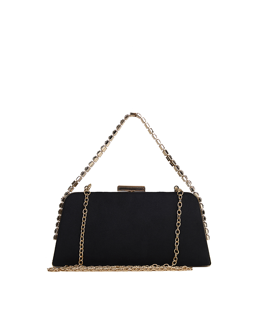 Γυναικείο Βραδινό Τσαντάκι Clutch Χειρός/Ώμου με Χρυσή Αλυσίδα & Στρας φωτογραφία