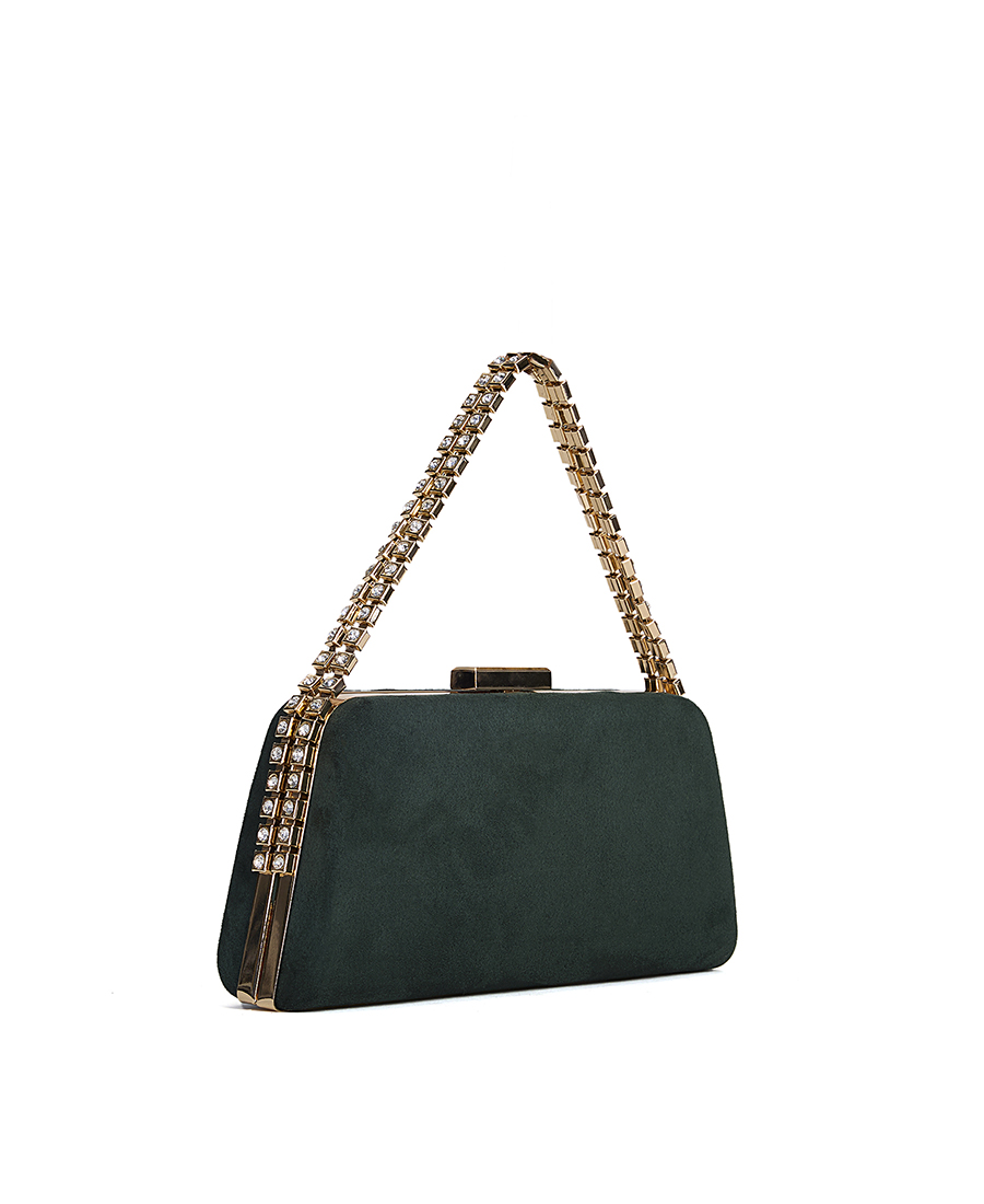 Γυναικείο Βραδινό Τσαντάκι Clutch Χειρός/Ώμου με Χρυσή Αλυσίδα & Στρας φωτογραφία