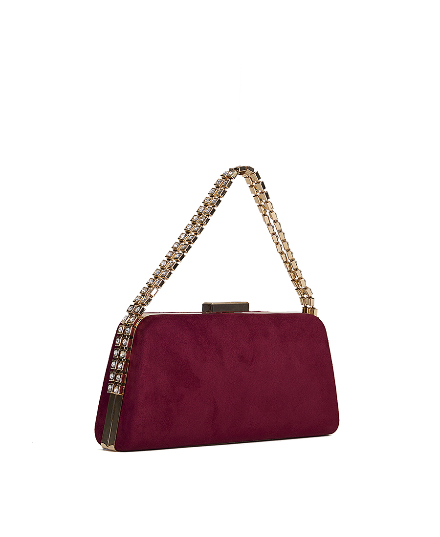Γυναικείο Βραδινό Τσαντάκι Clutch Χειρός/Ώμου με Χρυσή Αλυσίδα & Στρας φωτογραφία