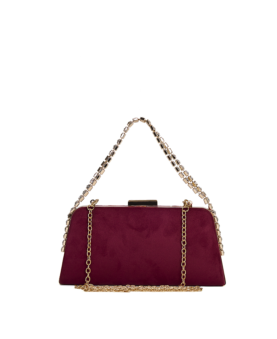 Γυναικείο Βραδινό Τσαντάκι Clutch Χειρός/Ώμου με Χρυσή Αλυσίδα & Στρας φωτογραφία