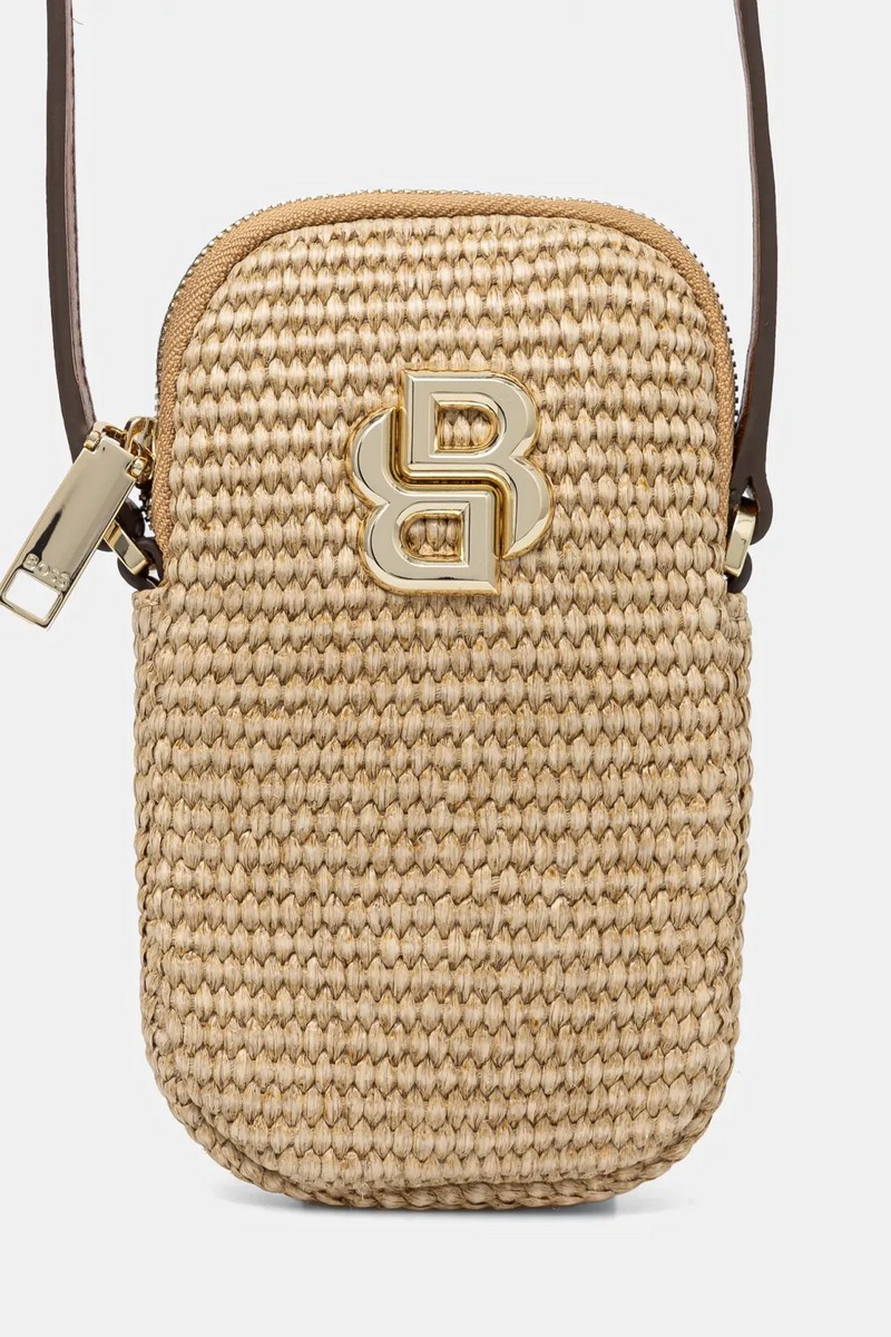 Boss Γυναικεία Θήκη Κινητού με Ψάθα και Ρυθμιζόμενο Λουράκι σε Μπεζ φωτογραφία