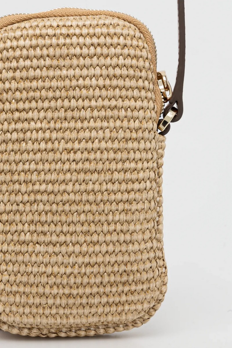 Boss Γυναικεία Θήκη Κινητού με Ψάθα και Ρυθμιζόμενο Λουράκι σε Μπεζ φωτογραφία