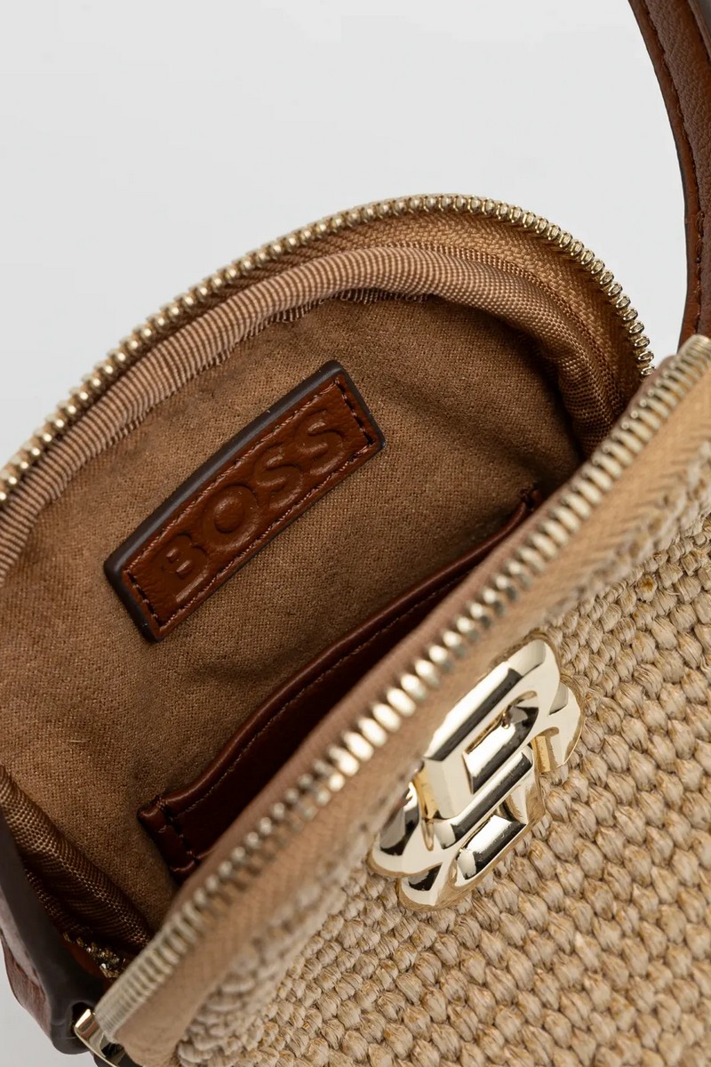 Boss Γυναικεία Θήκη Κινητού με Ψάθα και Ρυθμιζόμενο Λουράκι σε Μπεζ φωτογραφία