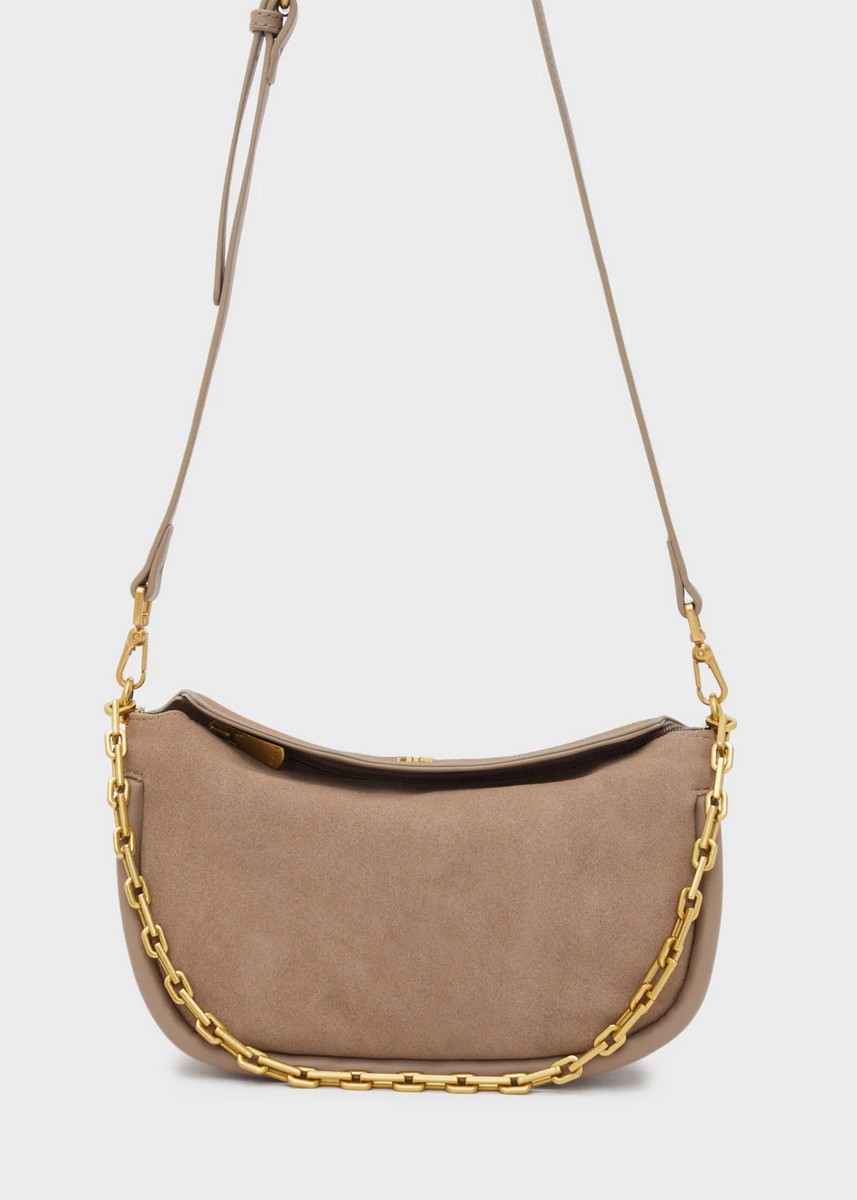 Nali Γυναικεία Δερμάτινη Τσάντα Ώμου Siria σε Μπεζ φωτογραφία