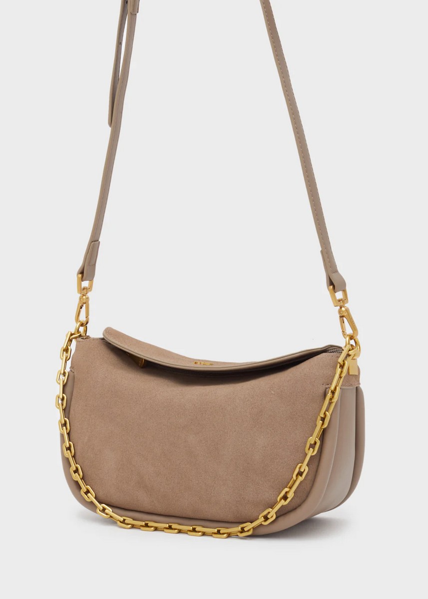 Nali Γυναικεία Δερμάτινη Τσάντα Ώμου Siria σε Μπεζ φωτογραφία