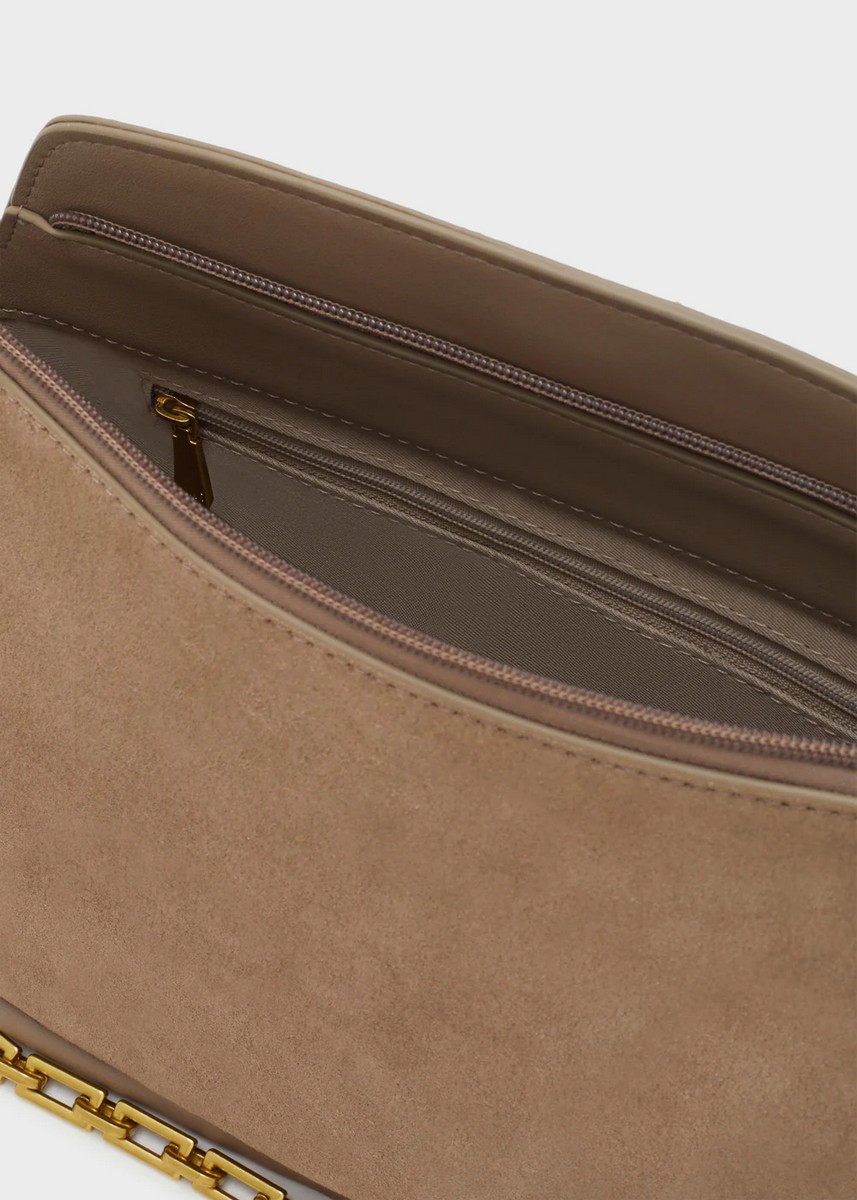 Nali Γυναικεία Δερμάτινη Τσάντα Ώμου Siria σε Μπεζ φωτογραφία