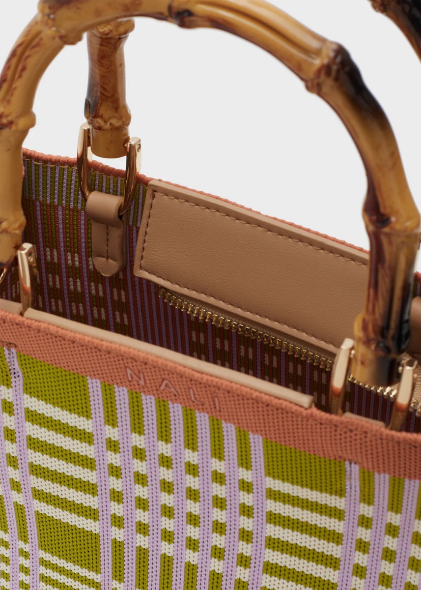 Nali Γυναικεία Τσάντα Χειρός Nicla με Καρό Μοτίβο σε Πράσινο φωτογραφία