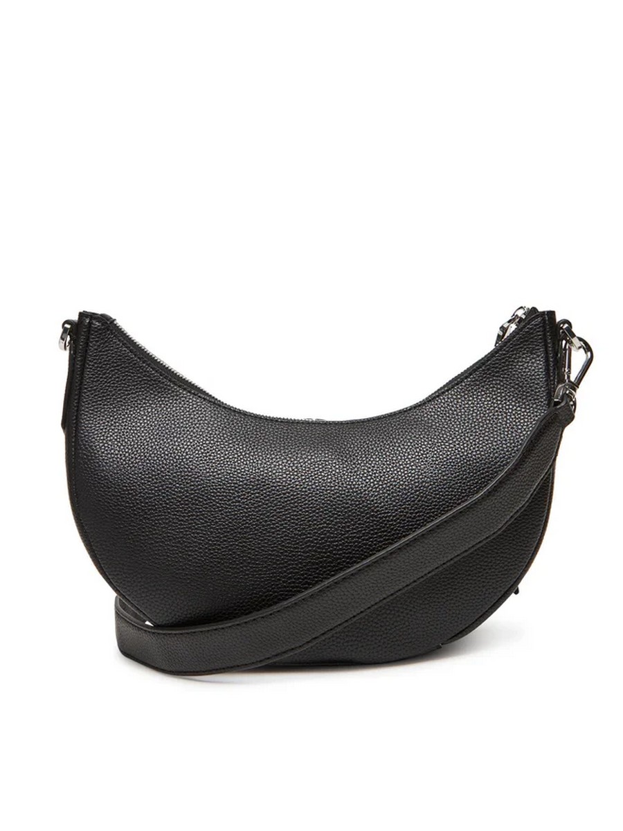 Boss Γυναικεία Τσάντα Crossbody Halfmoon Από Δερματίνη Με Ανάγλυφο Λογότυπο Μαύρη φωτογραφία