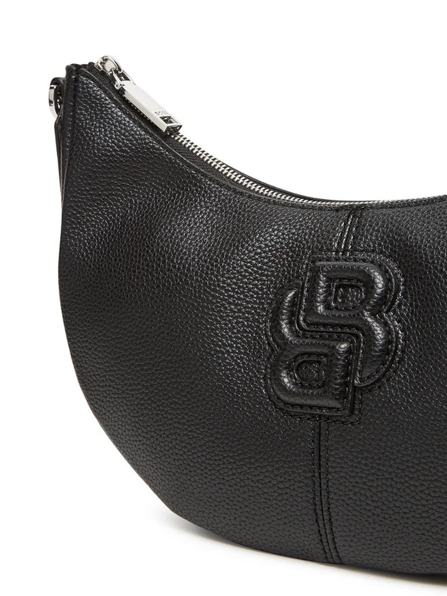 Boss Γυναικεία Τσάντα Crossbody Halfmoon Από Δερματίνη Με Ανάγλυφο Λογότυπο Μαύρη φωτογραφία