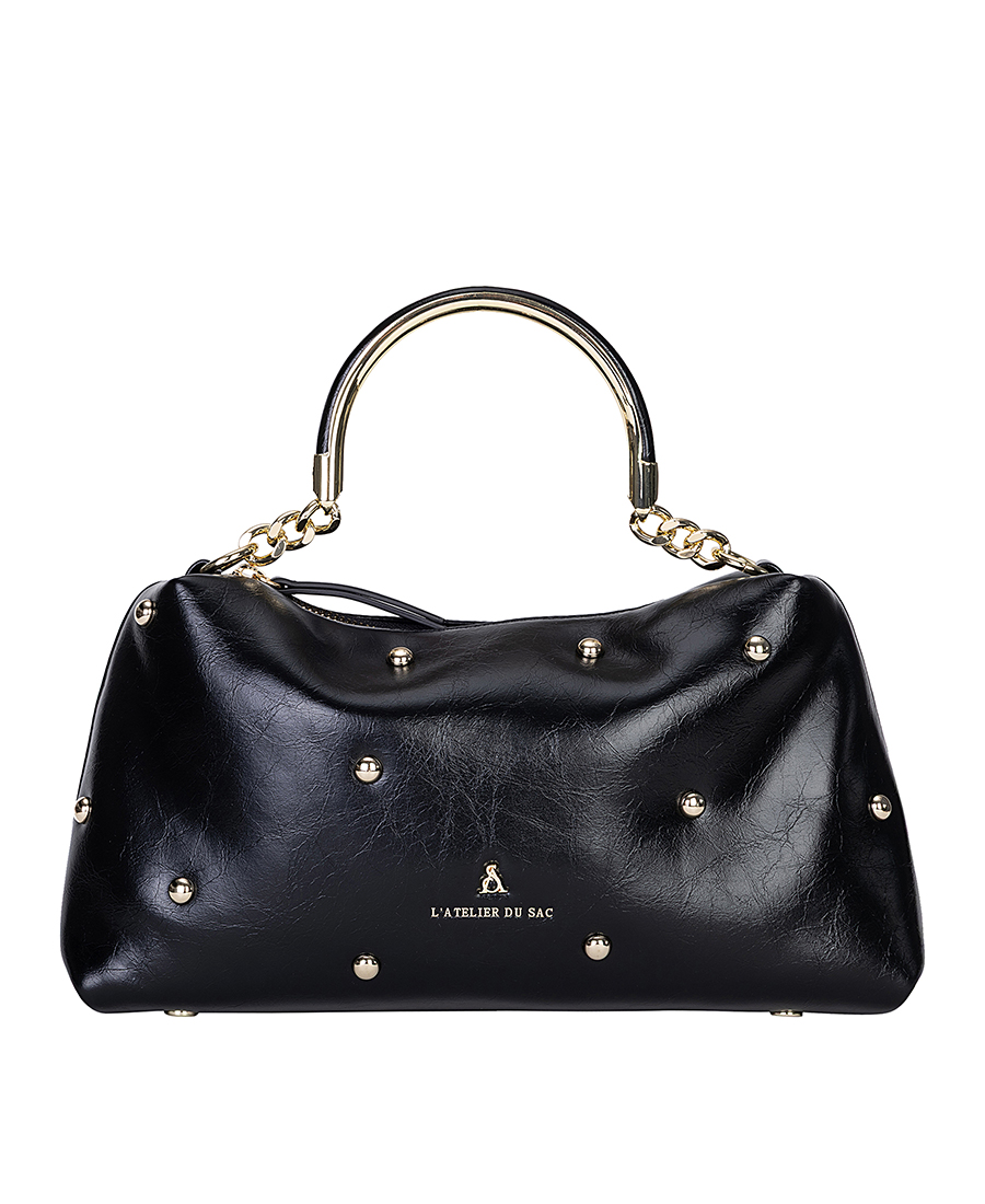 L'Atelier du Sac L’Atelier Du Sac Γυναικεία Τσάντα Χειρός Με Μεταλλικό Χερούλι Και Studs