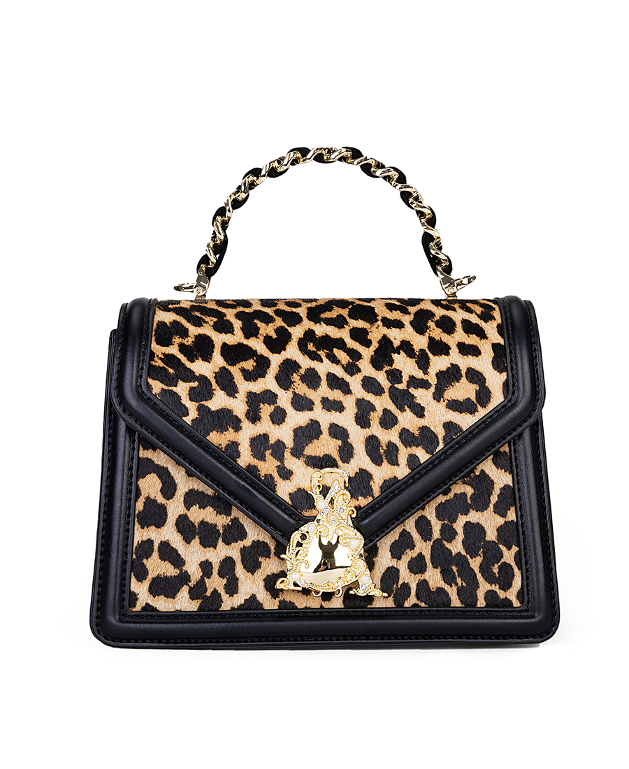 L'Atelier du Sac L’Atelier Du Sac Γυναικεία Τσάντα Χειρός Με Animal Print Και Κοσμηματικό Κούμπωμα