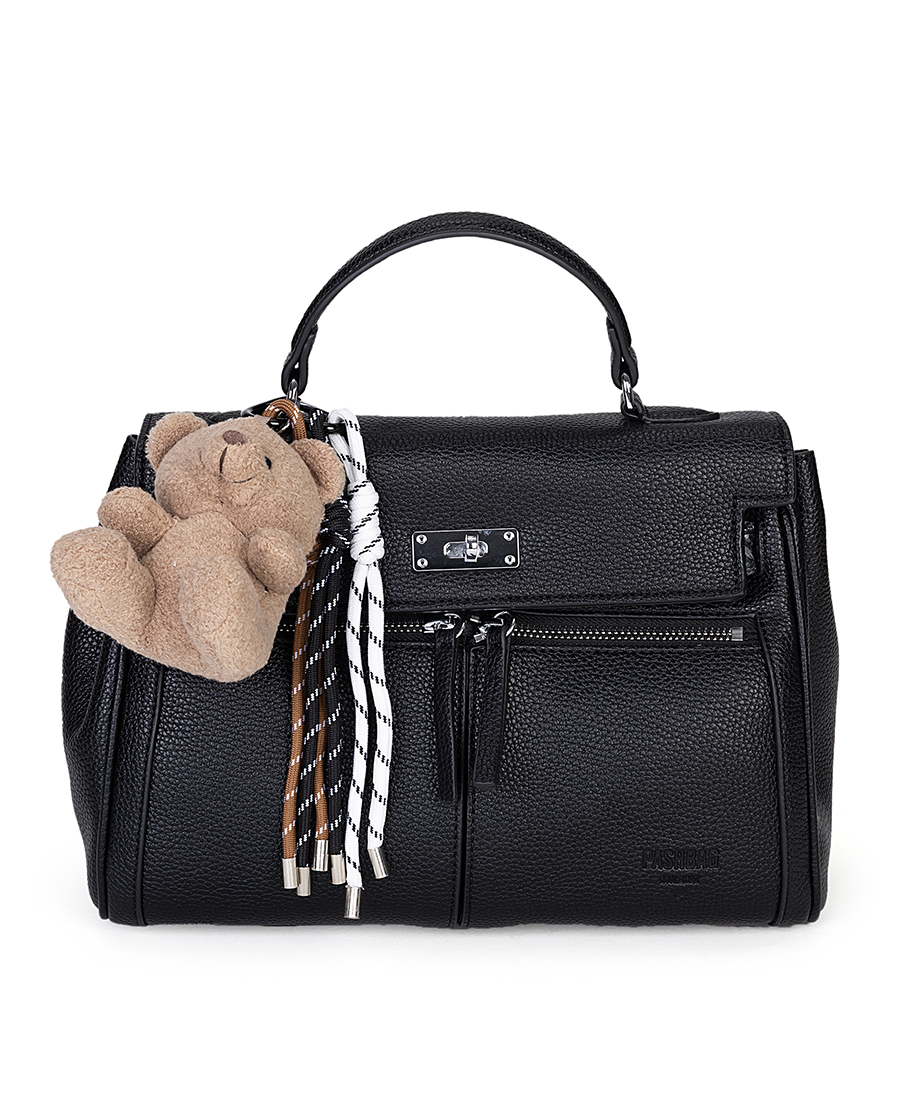 Pashbag Milano Γυναικεία Τσάντα Χειρός Με Teddy Charm Και Utility Λεπτομέρειες