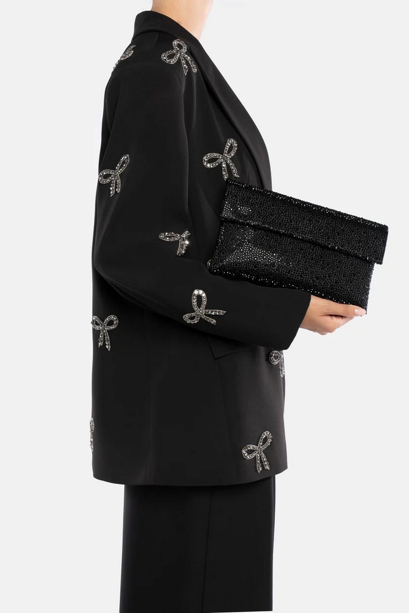 Twenty Four Haitch Γυναικείο Τσαντάκι Clutch με Strass και Μεταλλική Αλυσίδα Ώμου φωτογραφία