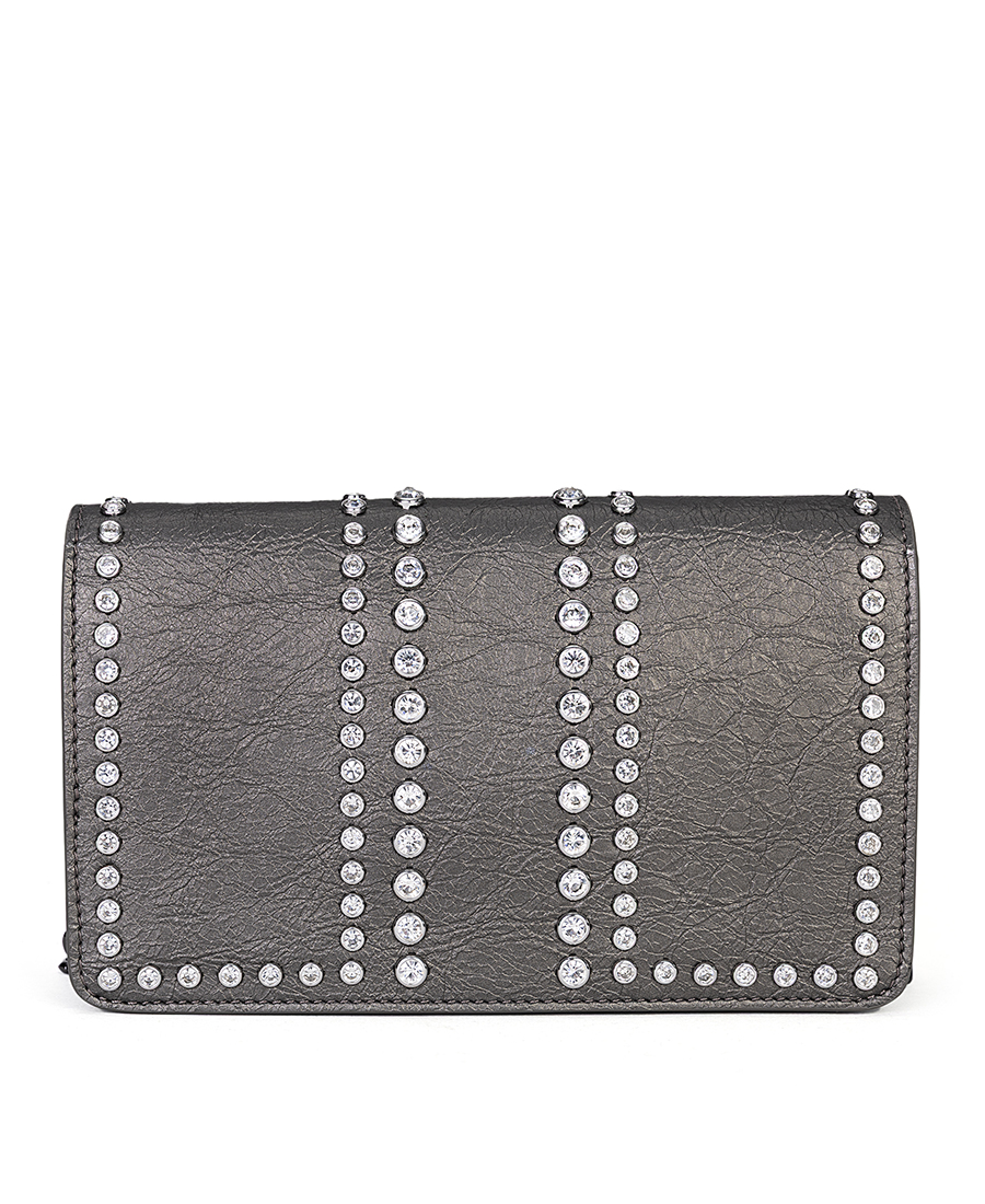 John Richmond Γυναικεία Τσάντα Ώμου Με Strass Logo Και Μεταλλική Αλυσίδα φωτογραφία