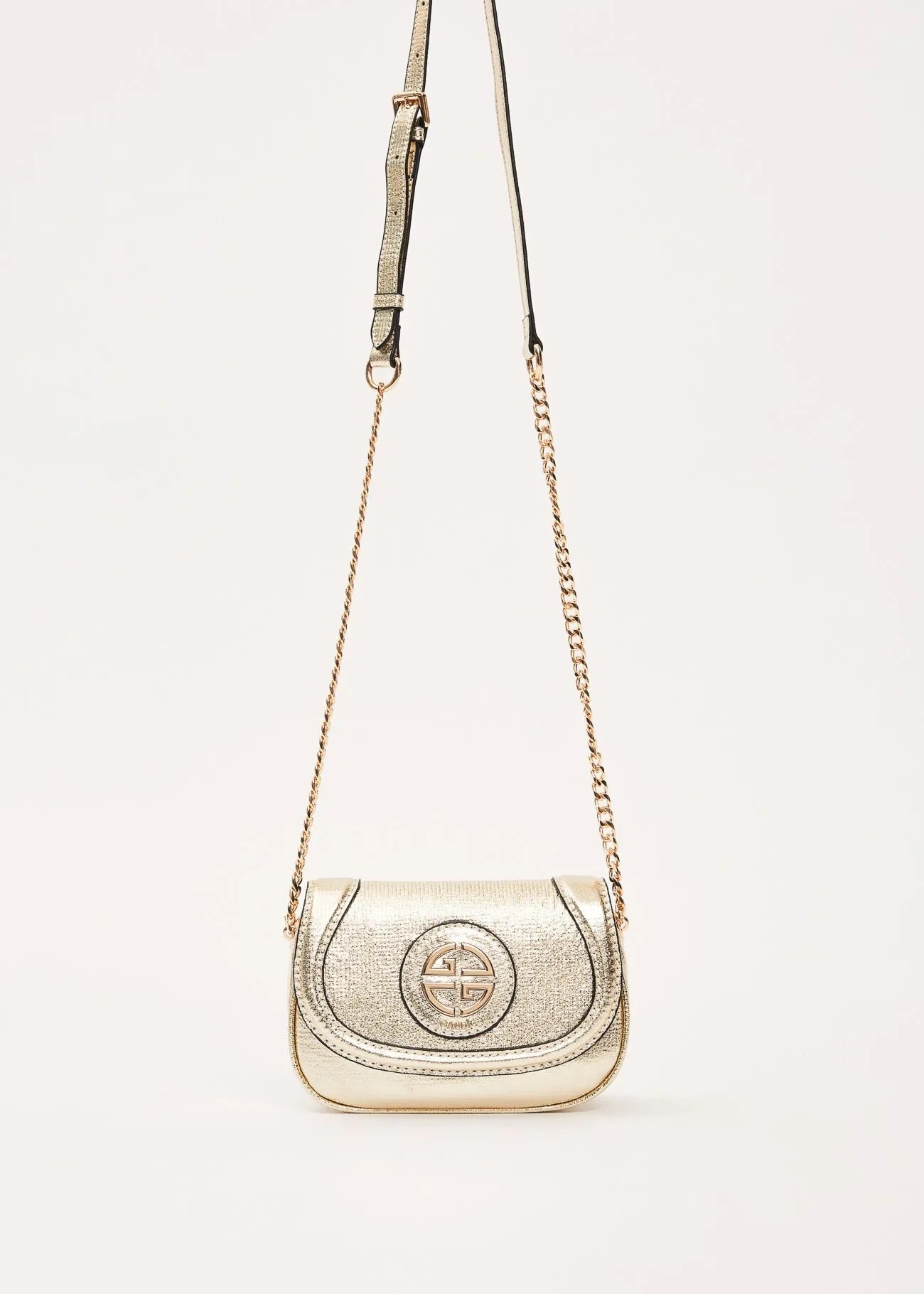 Gaudi Γυναικεία Crossbody Τσάντα Με Μεταλλικό Logo Και Λουράκι Με Αλυσίδα