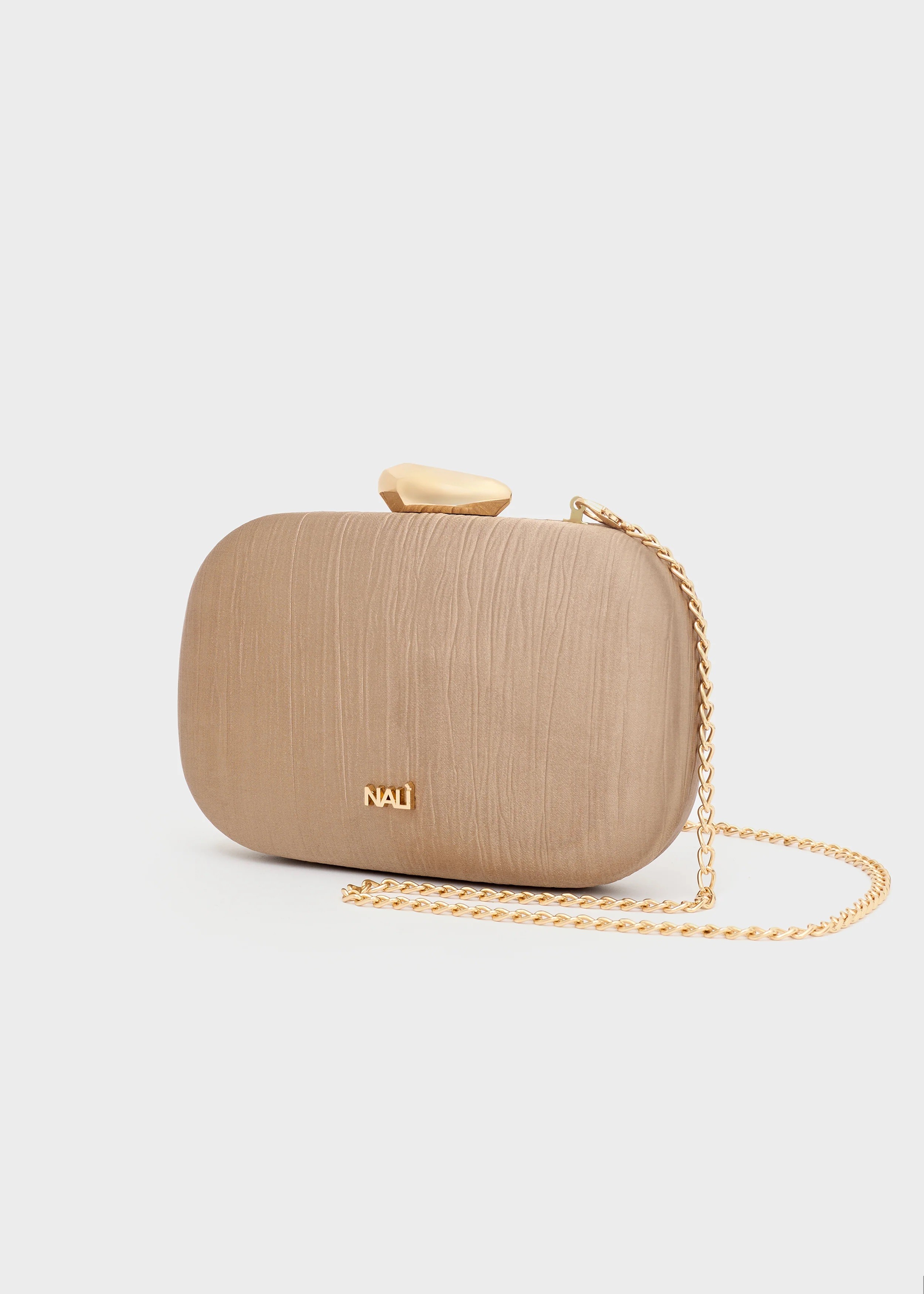 Nali Γυναικεία Clutch Τσάντα Με Μεταλλική Αλυσίδα Και Structured Σχέδιο