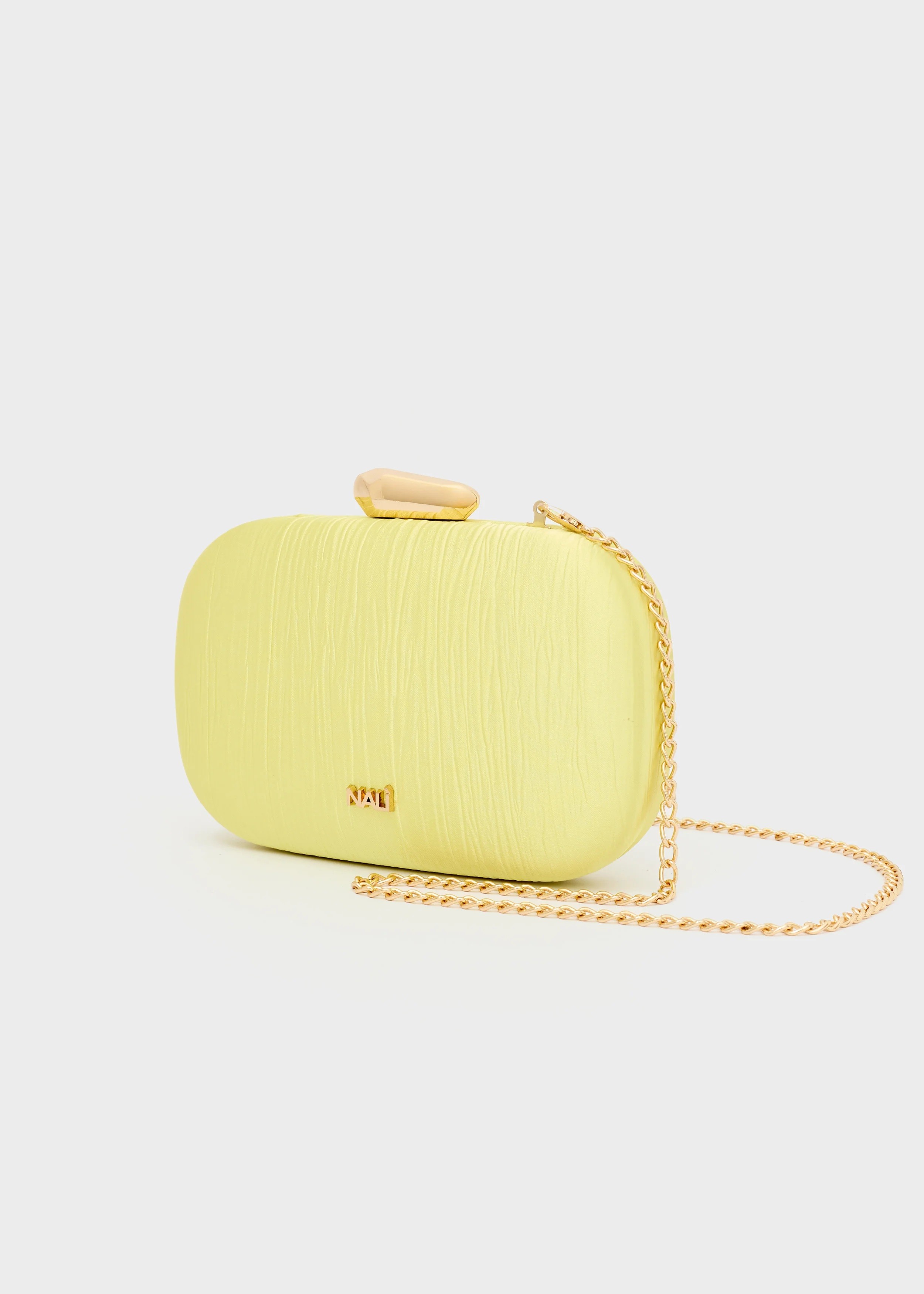 Nali Γυναικεία Clutch Τσάντα Με Μεταλλική Αλυσίδα Και Structured Σχέδιο