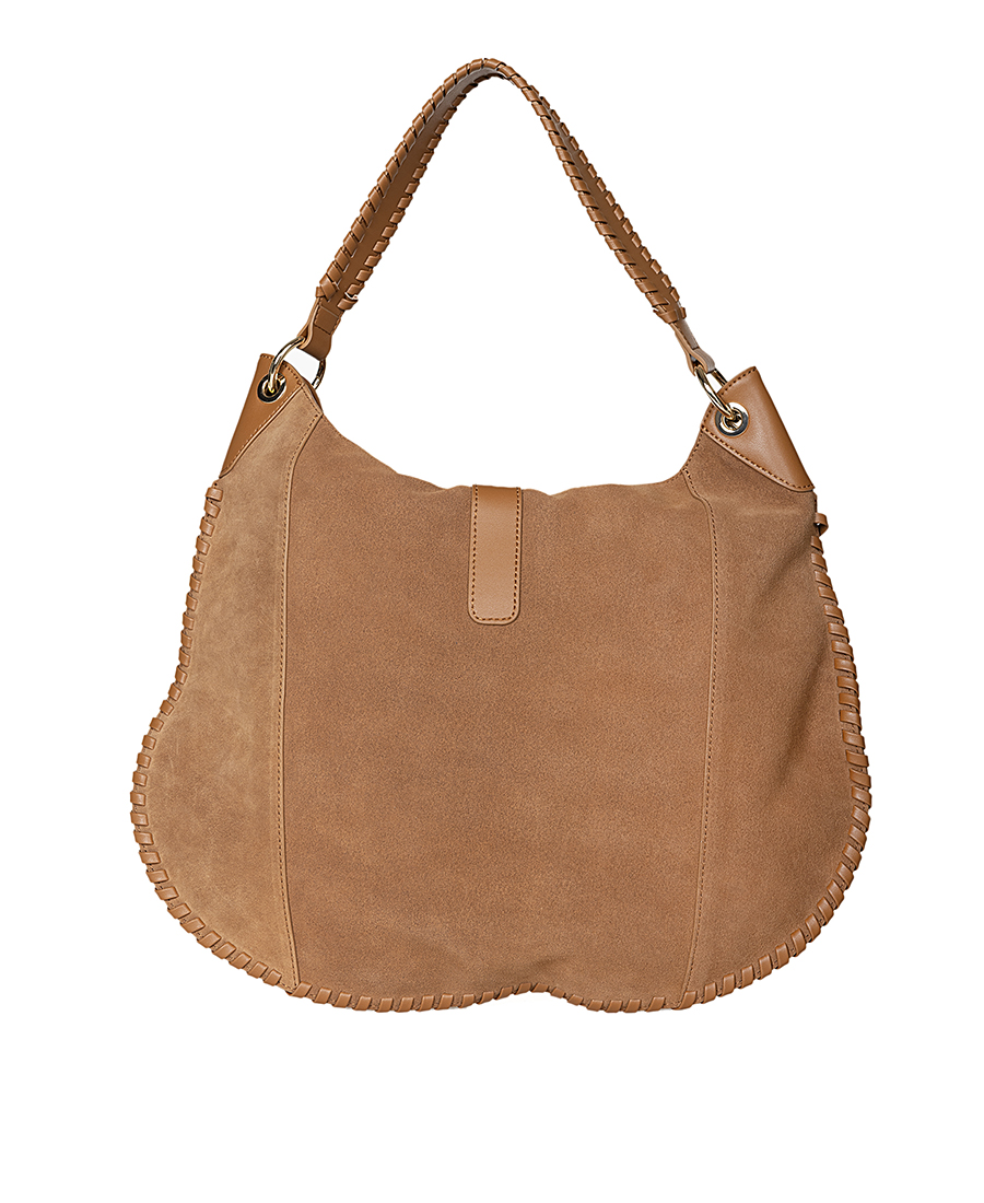 L'Atelier du Sac L'Atelier Du Sac Γυναικεία Τσάντα Ώμου Σουέτ Με Πλεκτή Λεπτομέρεια - 3