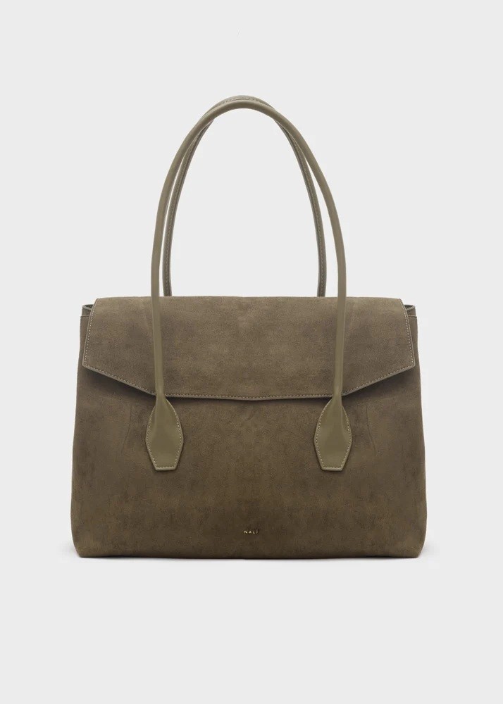 Nali Γυναικεία Χακί Shopper Τσάντα Ώμου Με Σουέτ Υφή Για All-Day Εμφανίσεις