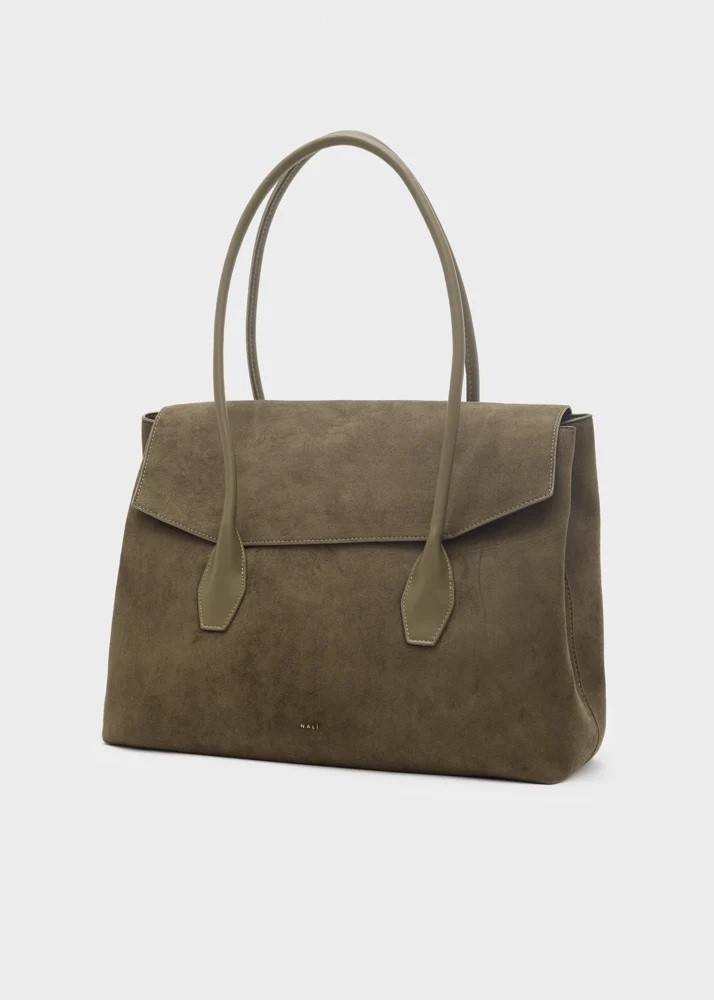 Nali Nali Γυναικεία Χακί Shopper Τσάντα Ώμου Με Σουέτ Υφή Για All-Day Εμφανίσεις - 3