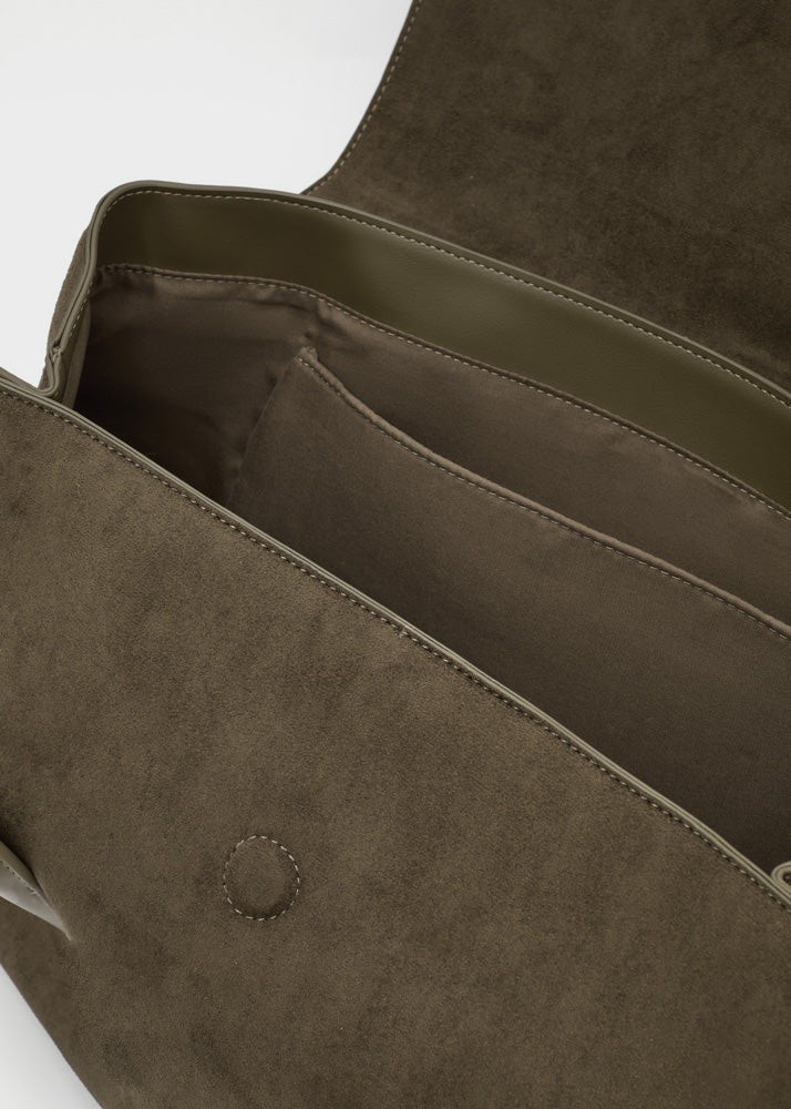 Nali Nali Γυναικεία Χακί Shopper Τσάντα Ώμου Με Σουέτ Υφή Για All-Day Εμφανίσεις - 4