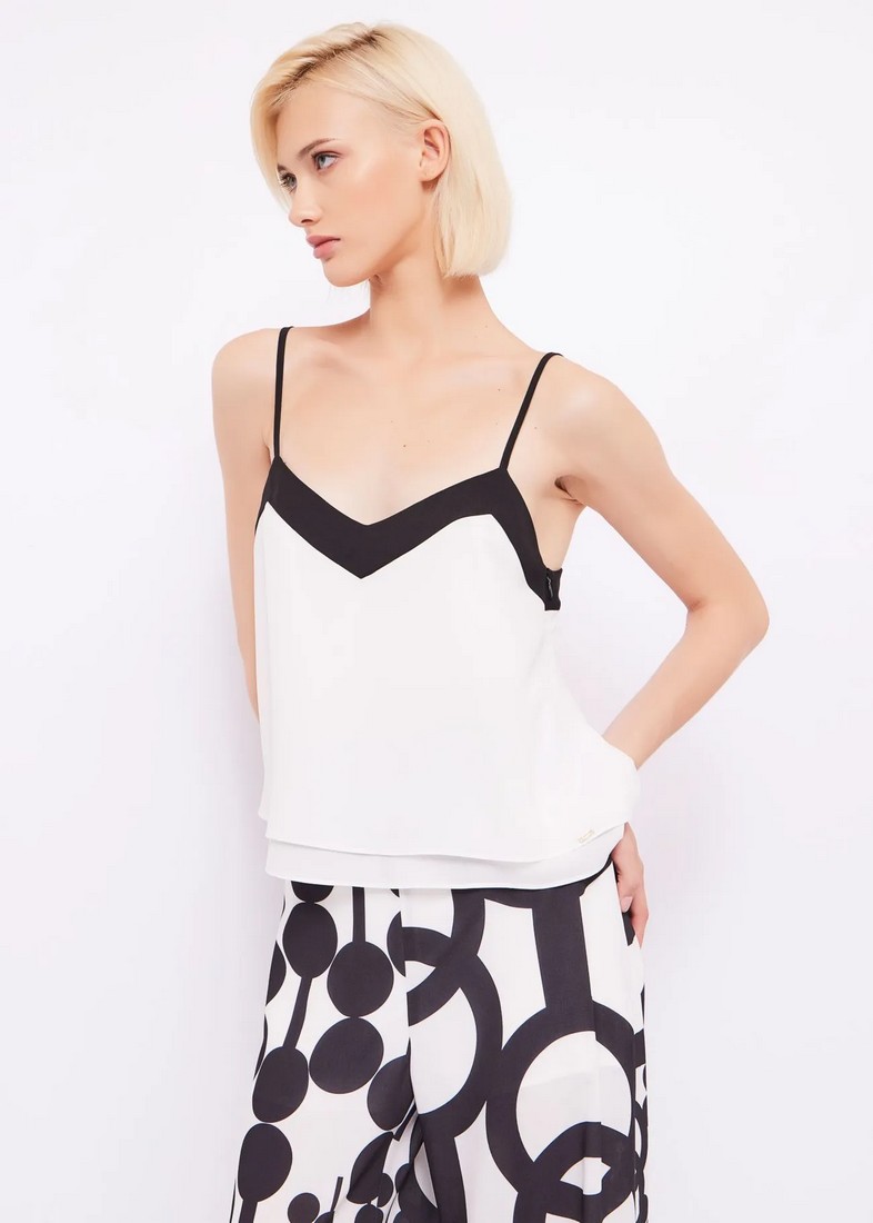 Gaudi Gaudi Τοπ Georgette σε Ασπρόμαυρο