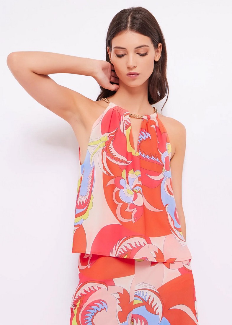 Gaudi Gaudi Floral Georgette Τοπ σε Εμπριμέ