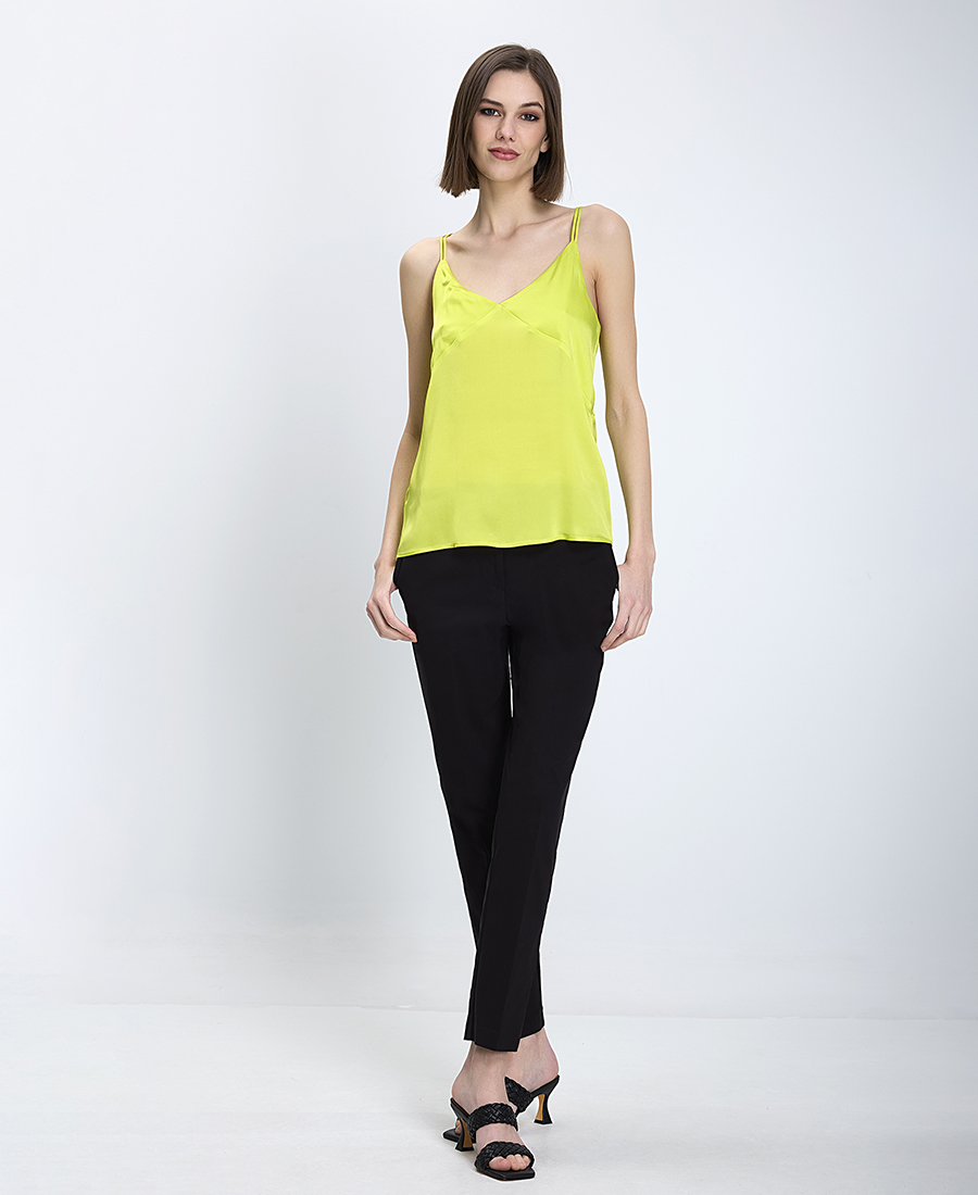 Caractere Γυναικείο Τοπ Αμάνικο Acetate-Silk Με Λεπτές Τιράντες Λάιμ φωτογραφία