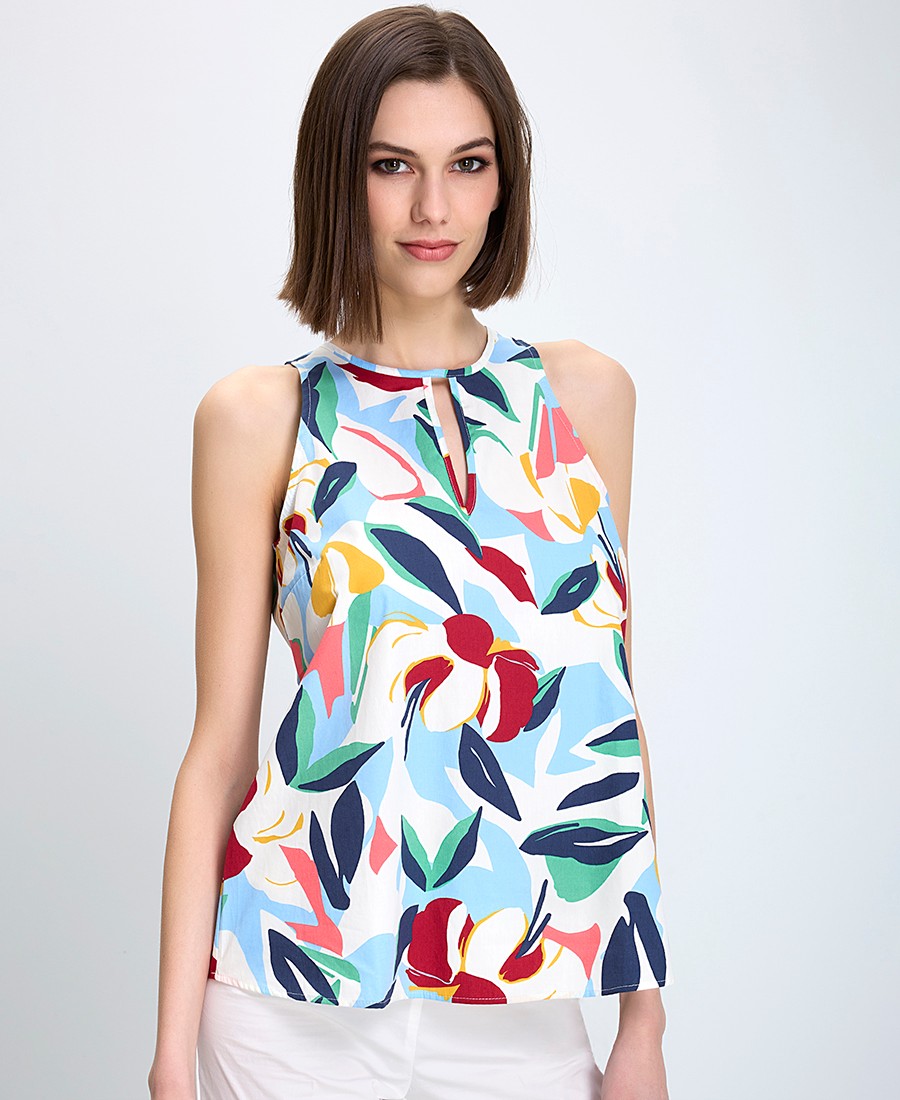 Penny Black Γυναικείο Τοπ Αμάνικο Βαμβακερό Με Floral Σχέδιο Πολύχρωμο