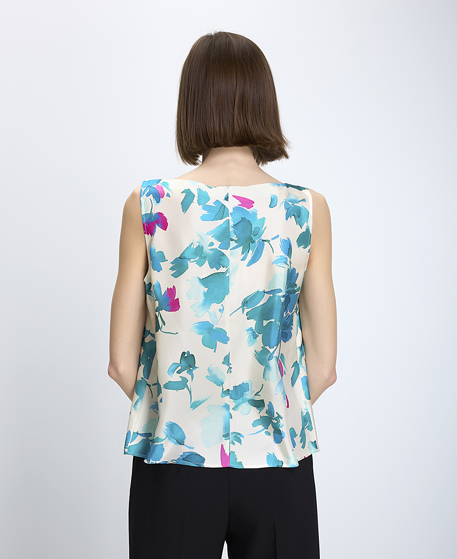 Penny Black Γυναικείο Τοπ Αμάνικο Κανονική Γραμμή Πολυεστέρας Με Φλοράλ Βολάν Μπλε φωτογραφία