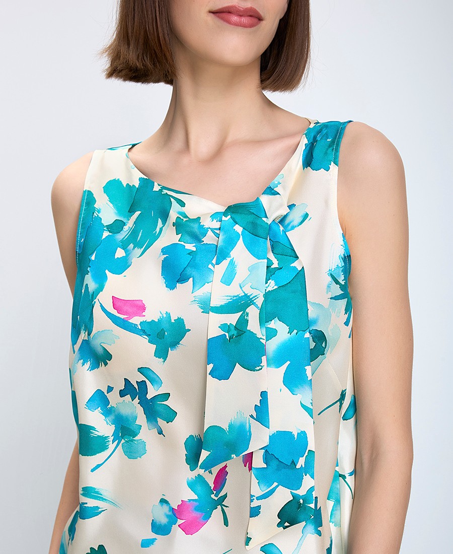 Penny Black Γυναικείο Τοπ Αμάνικο Κανονική Γραμμή Πολυεστέρας Με Φλοράλ Βολάν Μπλε φωτογραφία