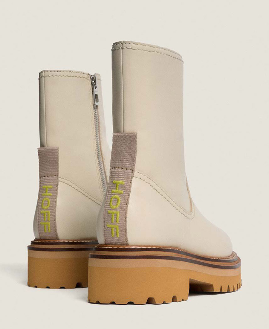 Hoff Γυναικεία Δερμάτινα Μποτάκια Office σε Εκρού φωτογραφία