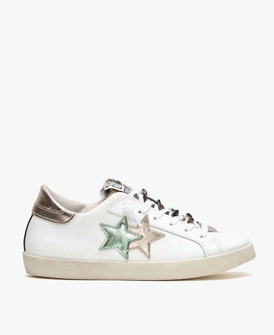  2 Star Γυναικεία Δερμάτινα Sneakers Low σε Λευκό 2025