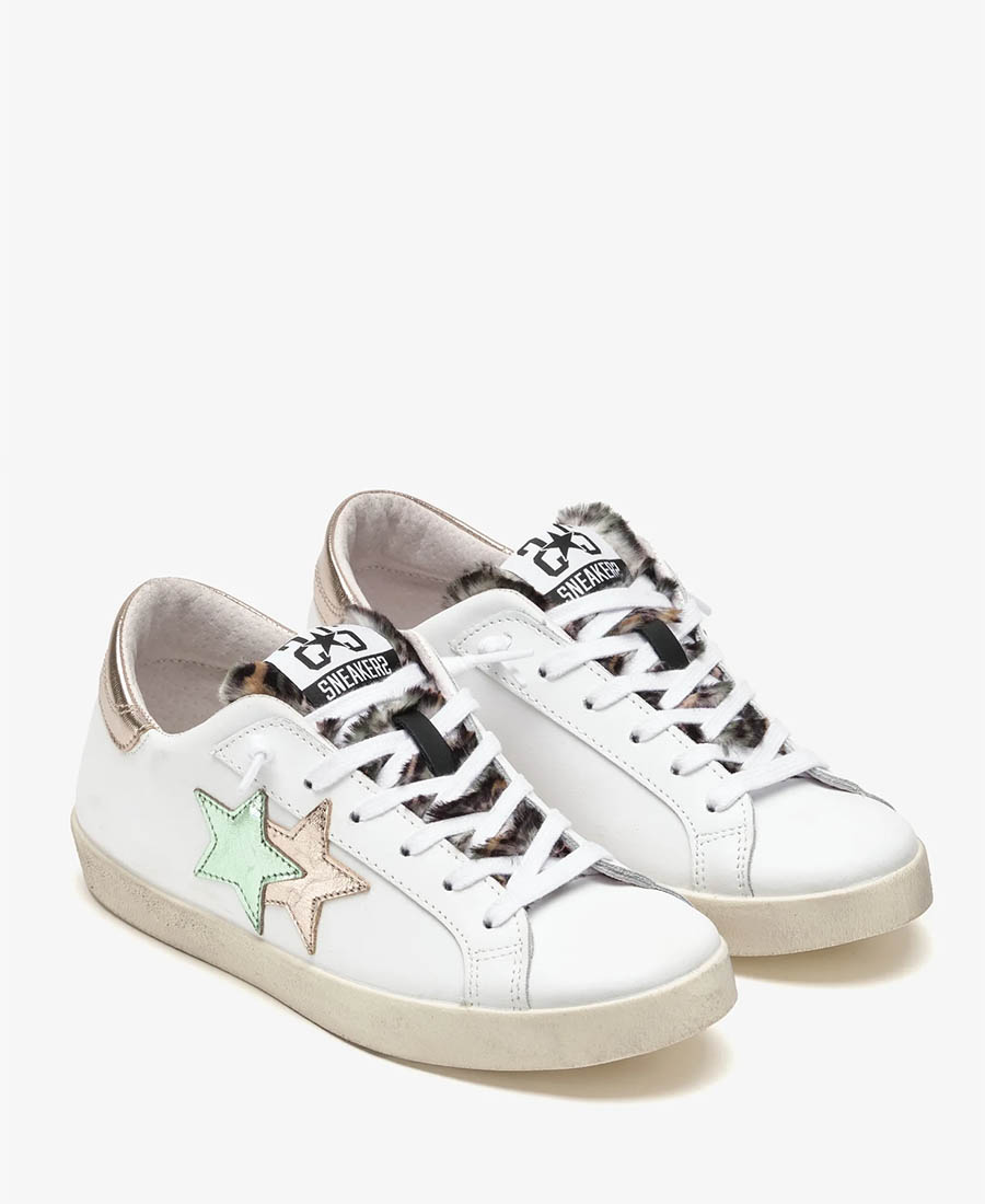 2 Star Γυναικεία Δερμάτινα Sneakers Low σε Λευκό φωτογραφία