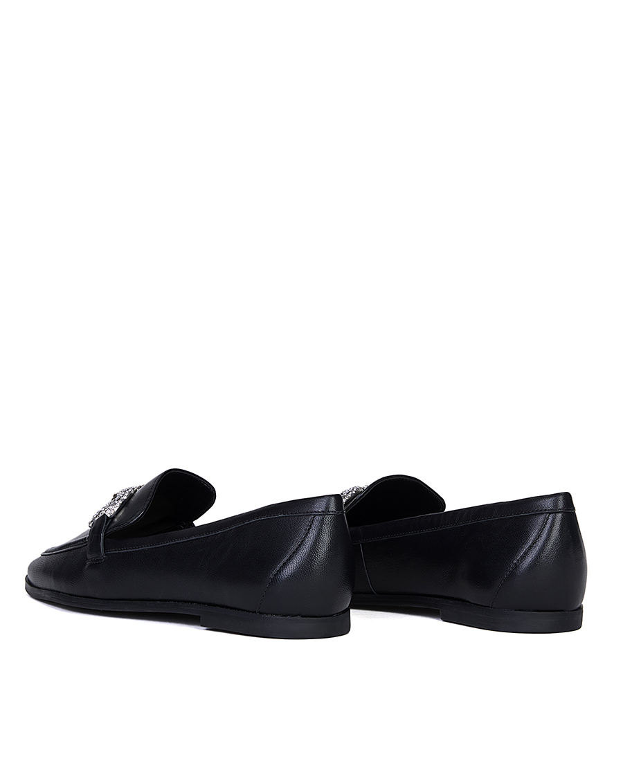 Schutz Γυναικεία Μοκασίνια Δερμάτινα με Αγκράφα από Strass σε Μαύρο φωτογραφία