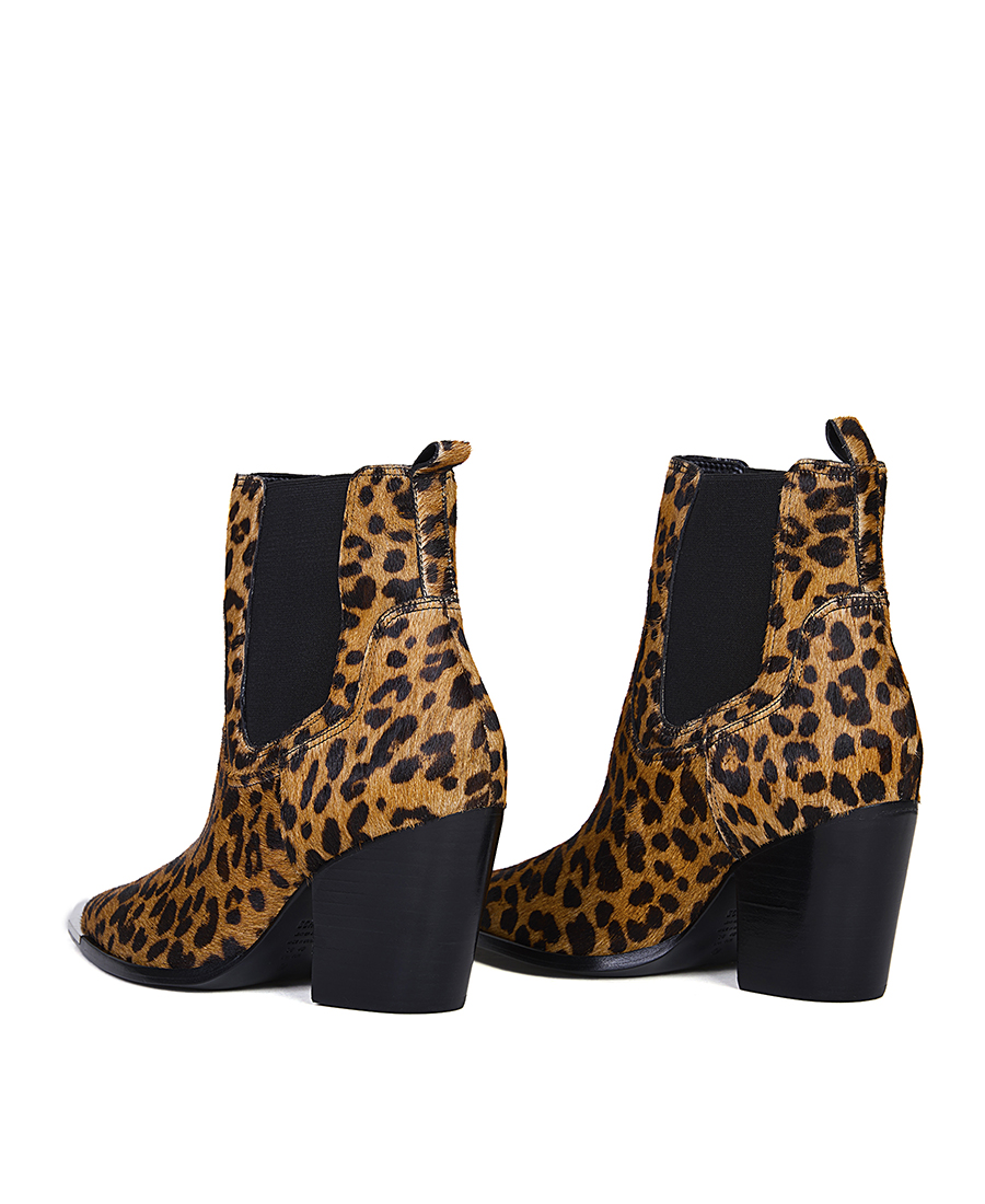 Schutz Γυναικεία Δερμάτινα Μποτάκια Chelsea με Μυτερή Μύτη σε Animal Print φωτογραφία