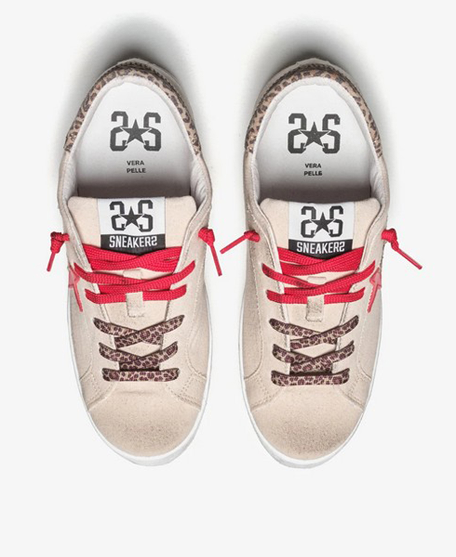 2 Star Γυναικεία Δερμάτινα Sneakers Prime Star σε Μπεζ Καμβά φωτογραφία