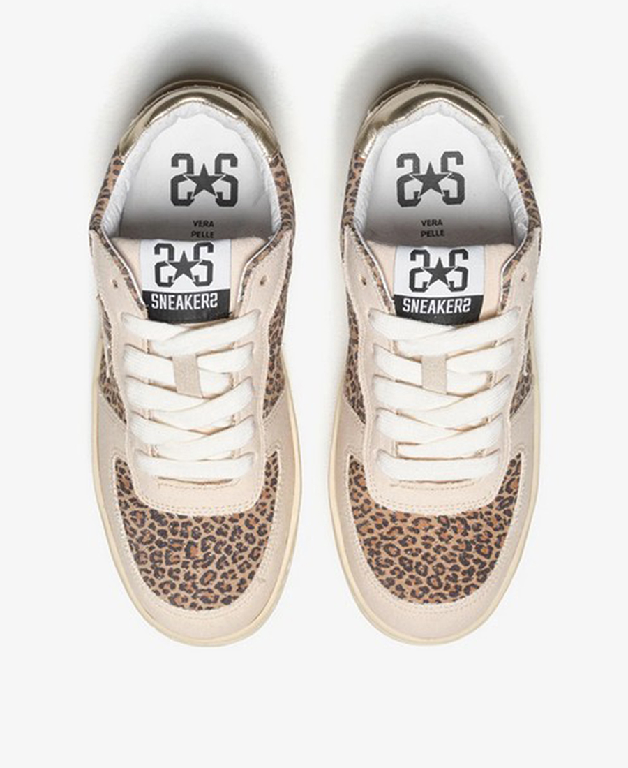 2Star Γυναικεία Sneakers Με Λεοπάρ Λεπτομέρειες Και Χρυσά Αστέρια Από Σουέτ Δέρμα φωτογραφία